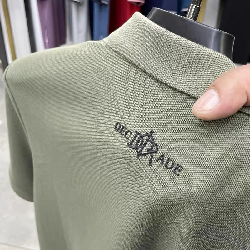 100%pure cotton high-end Tshirt summer new men's shortsleeved casual comfortable breathable polo shirt exquisite brand badge top