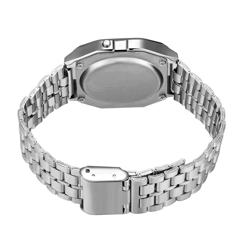 Luxury LED Digital Watches for Men Stainless Steel Gold Sliver Electronic Watch Fashion Business Mens Watch Relogios Masculino