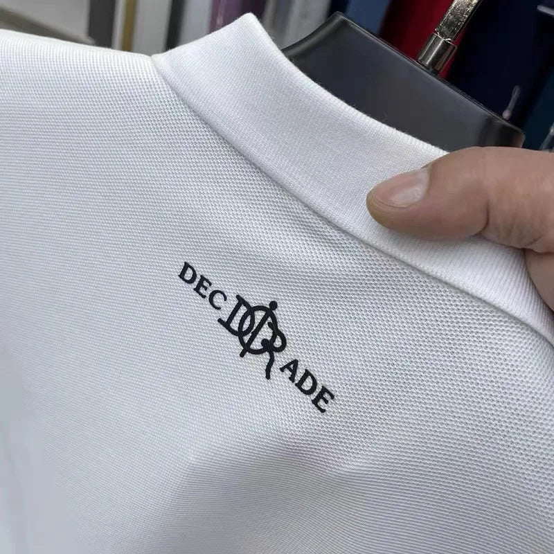 100%pure cotton high-end Tshirt summer new men's shortsleeved casual comfortable breathable polo shirt exquisite brand badge top