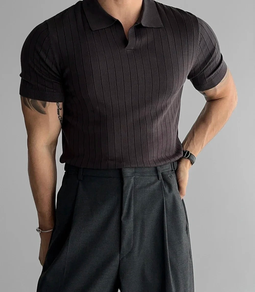 Men Slim Fit Polo Shirts Solid Stretch Sexy Collared TShirt Fashion Trendy Cotton Casual Top Summer Clothes Comfortable Stretchy