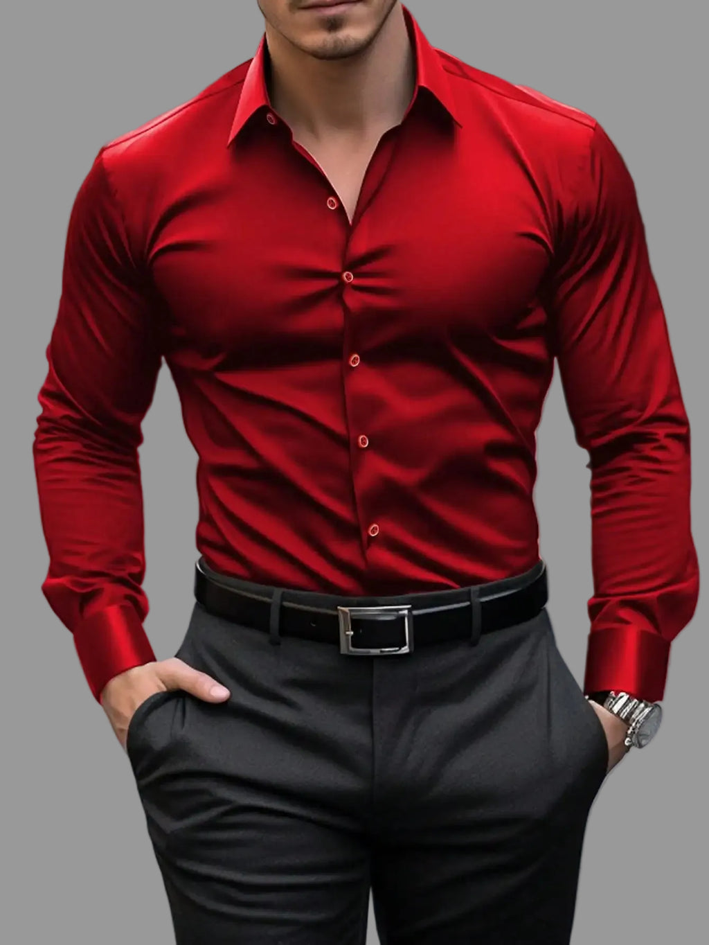 Red Long Sleeve Dress Shirt
