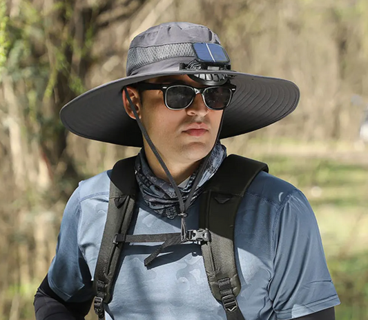 Hat with 2 Solar Fans for Men Outdoor Camping Fishing Hiking Etc.