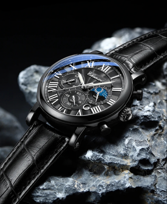 Luxury Quartz Watch Auto Date Chronograph Leather/Waterproof