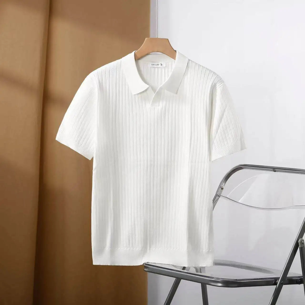 Men Slim Fit Polo Shirts Solid Stretch Sexy Collared TShirt Fashion Trendy Cotton Casual Top Summer Clothes Comfortable Stretchy