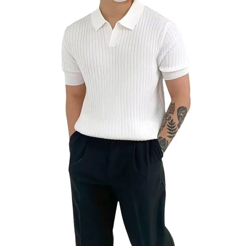 Fashionable Men's Golf Polo Shirt Open Neck Breathable Quick Drying Short Sleeved Top (Copy)