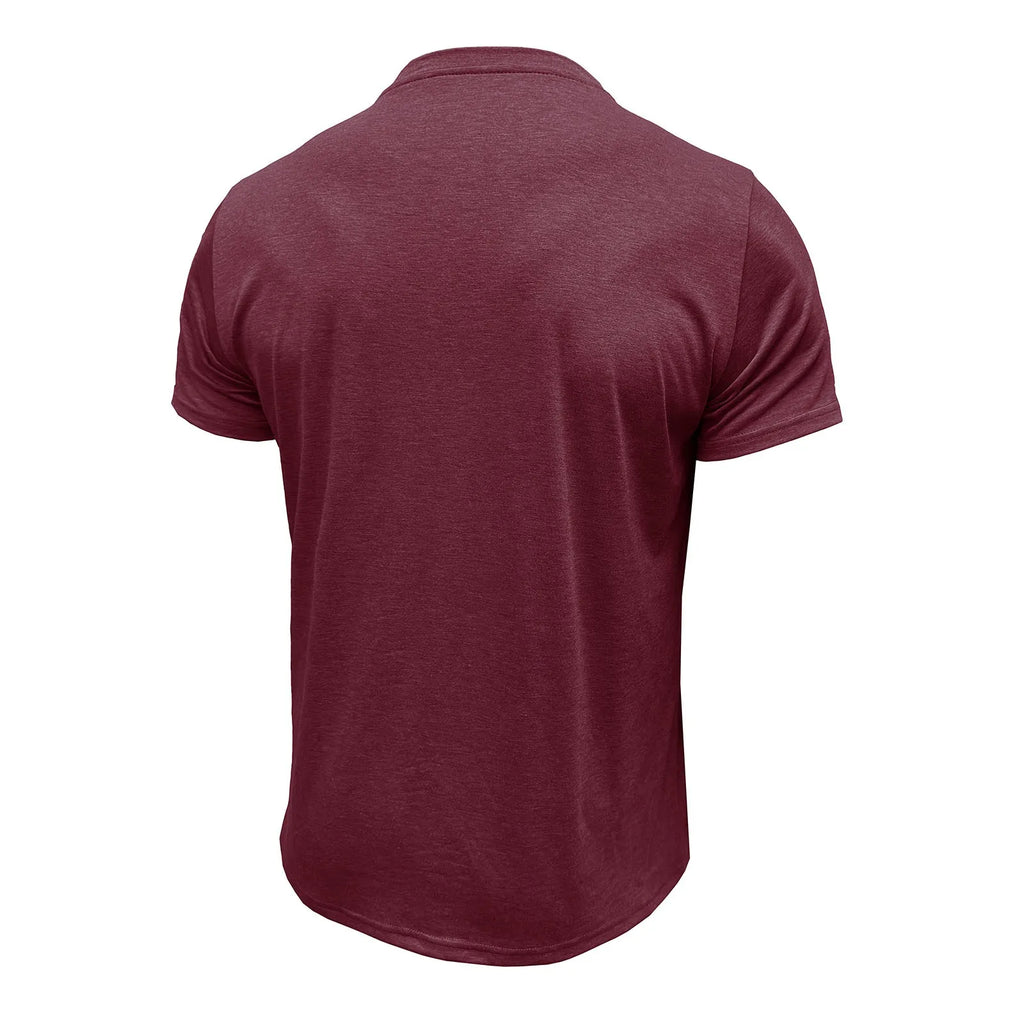 Men'S Short Sleeved T-Shirt Casual Round Neck Button Down Bottoming Shirt With Pocket Pullover Vintage Washed T-Shirt For Male