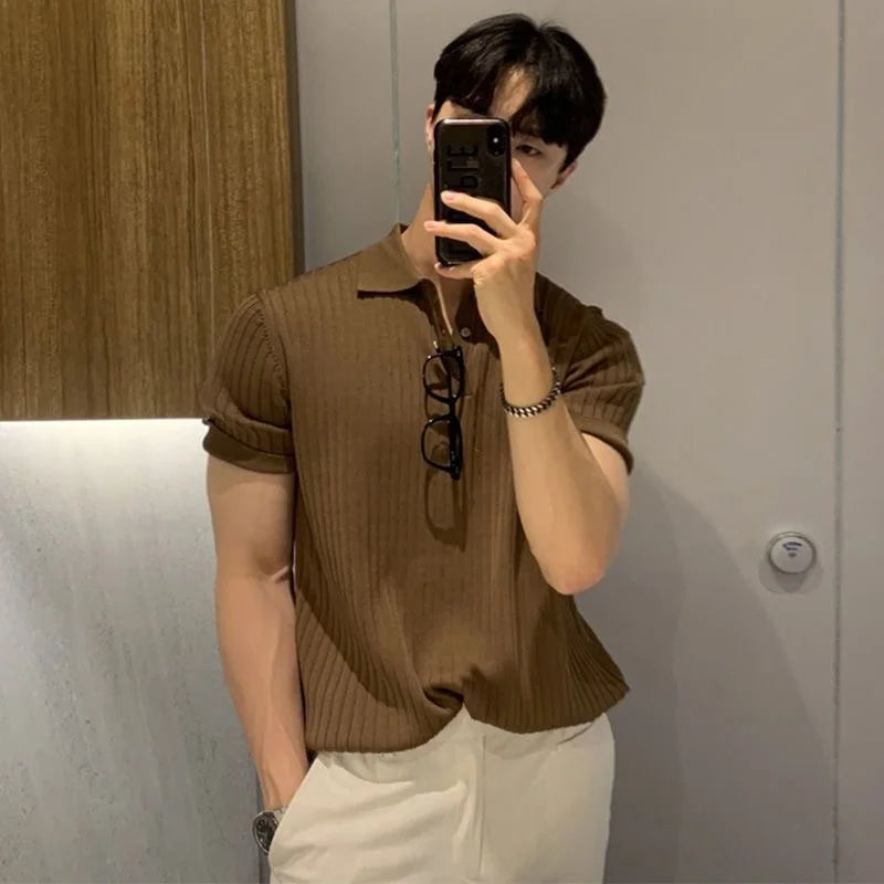 Fashionable Men's Golf Polo Shirt Open Neck Breathable Quick Drying Short Sleeved Top (Copy)