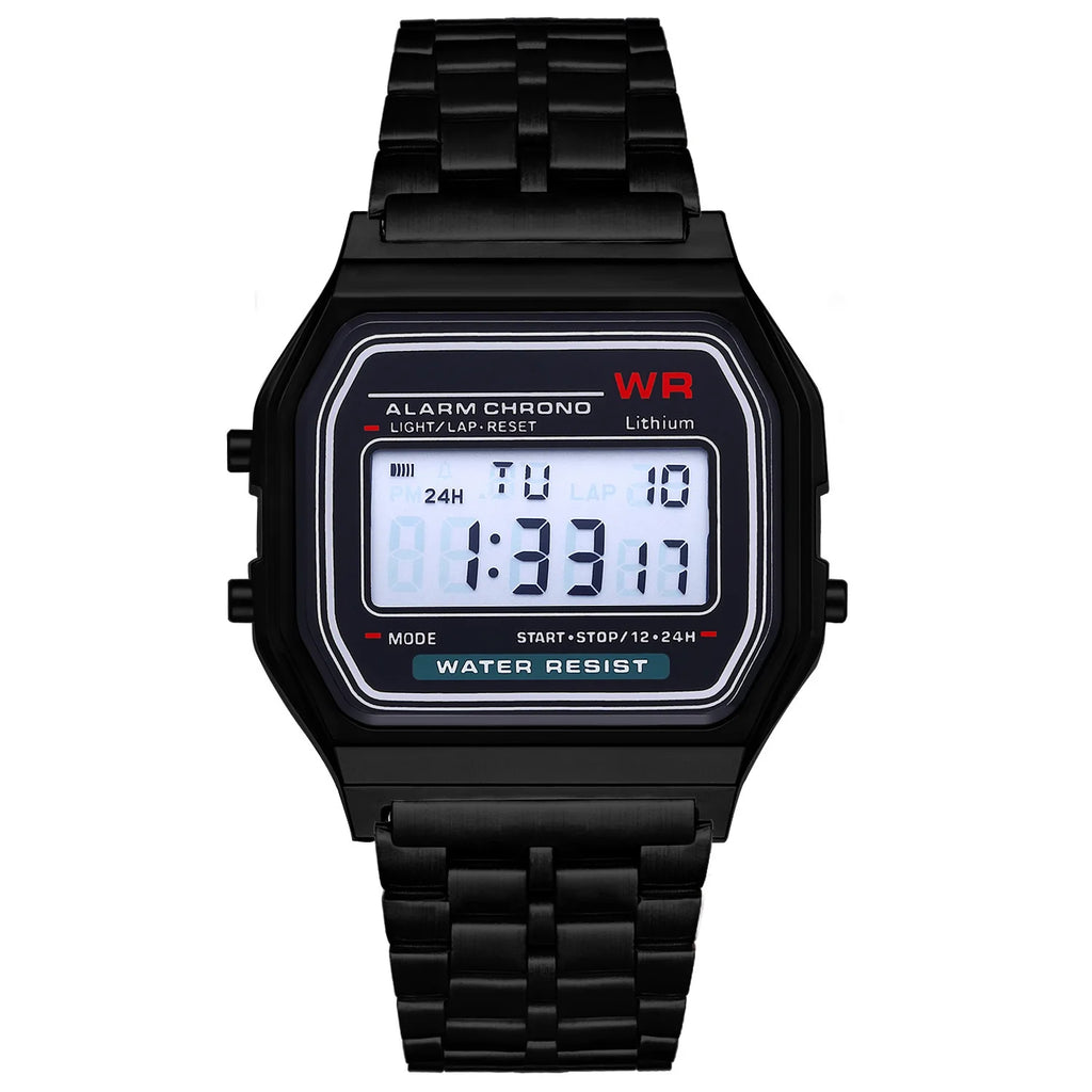 Luxury LED Digital Watches for Men Stainless Steel Gold Sliver Electronic Watch Fashion Business Mens Watch Relogios Masculino