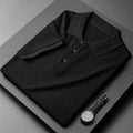 Men's Short Sleeve Polo Shirt Summer Ice Silk Lightweight T-shirt Solid Color Fashion Pit-striped Casual Simple Style Tops