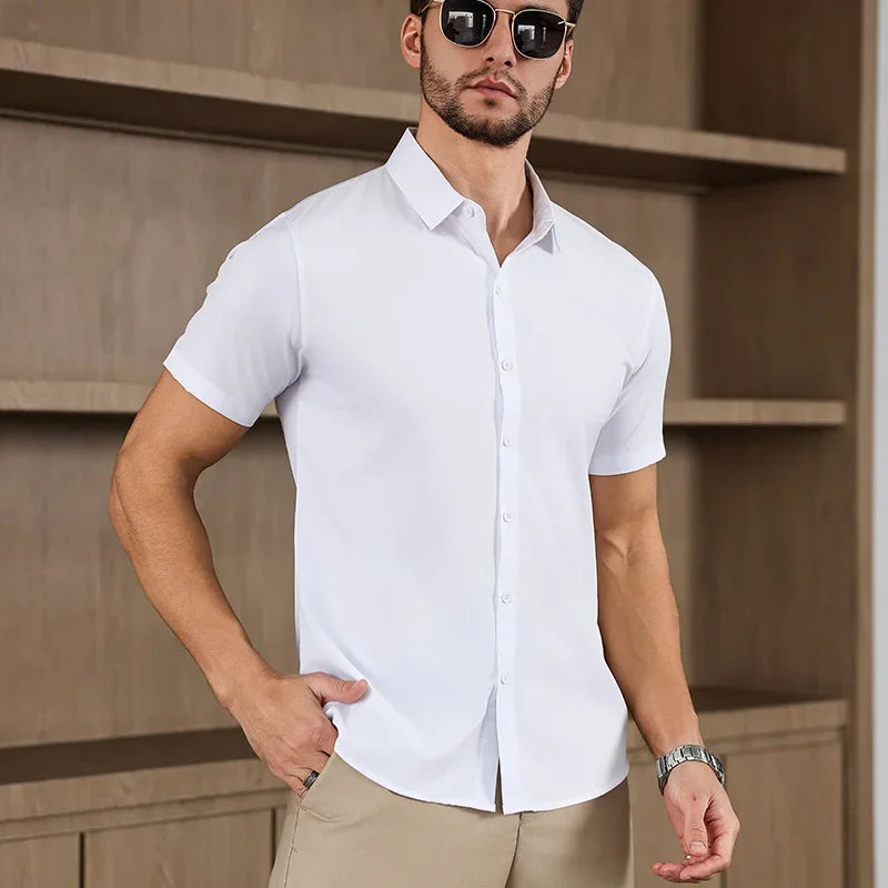 Casual White Short Sleeved Shirt
