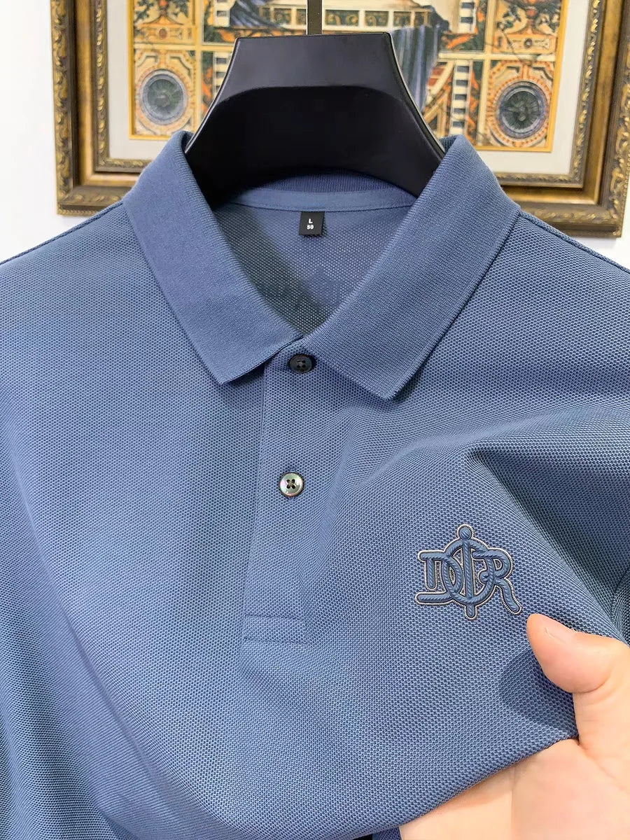 100%pure cotton high-end Tshirt summer new men's shortsleeved casual comfortable breathable polo shirt exquisite brand badge top